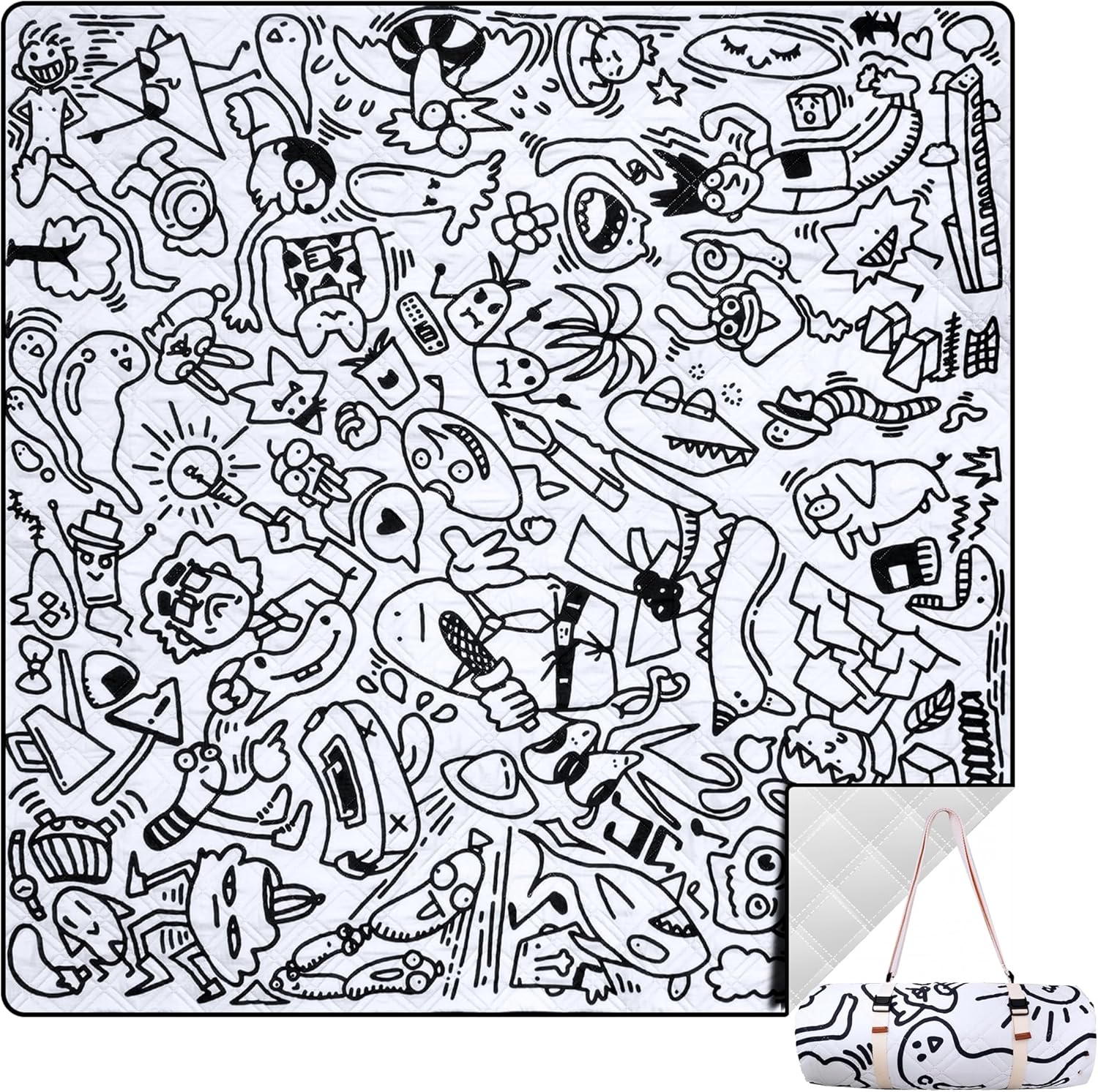 Graffiti Picnic Mat, 79" x 79" Extra Large Outdoor Blanket, Washable Foldable Portable for Park/Beach/Camping/Concerts