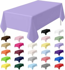 HEIPINIUYE 2 Pack Light Purple Tablecloth Disposable 54 x 108 Inch Lavender Plastic Table Cloth Disposable Waterproof Rectangle Table Cover for Party Birthday Camping Picnic Tablecloths