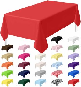 HEIPINIUYE 2 Pack Red Tablecloth Disposable 54 x 108 Inch Red Plastic Table Cloth Disposable Waterproof Rectangle Table Cover for Party Birthday Camping Picnic Tablecloths