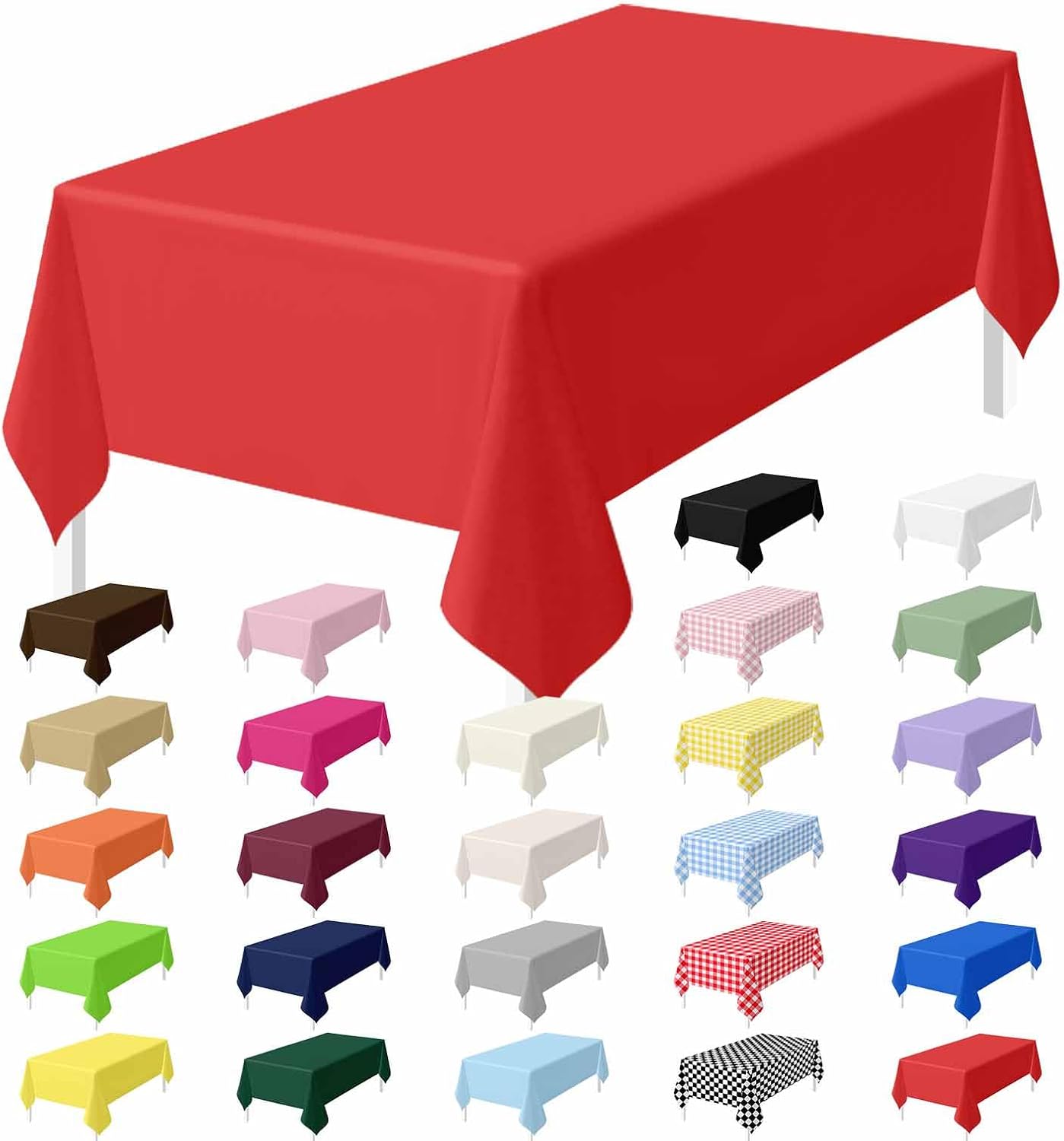 HEIPINIUYE 2 Pack Red Tablecloth Disposable 54 x 108 Inch Red Plastic Table Cloth Disposable Waterproof Rectangle Table Cover for Party Birthday Camping Picnic Tablecloths