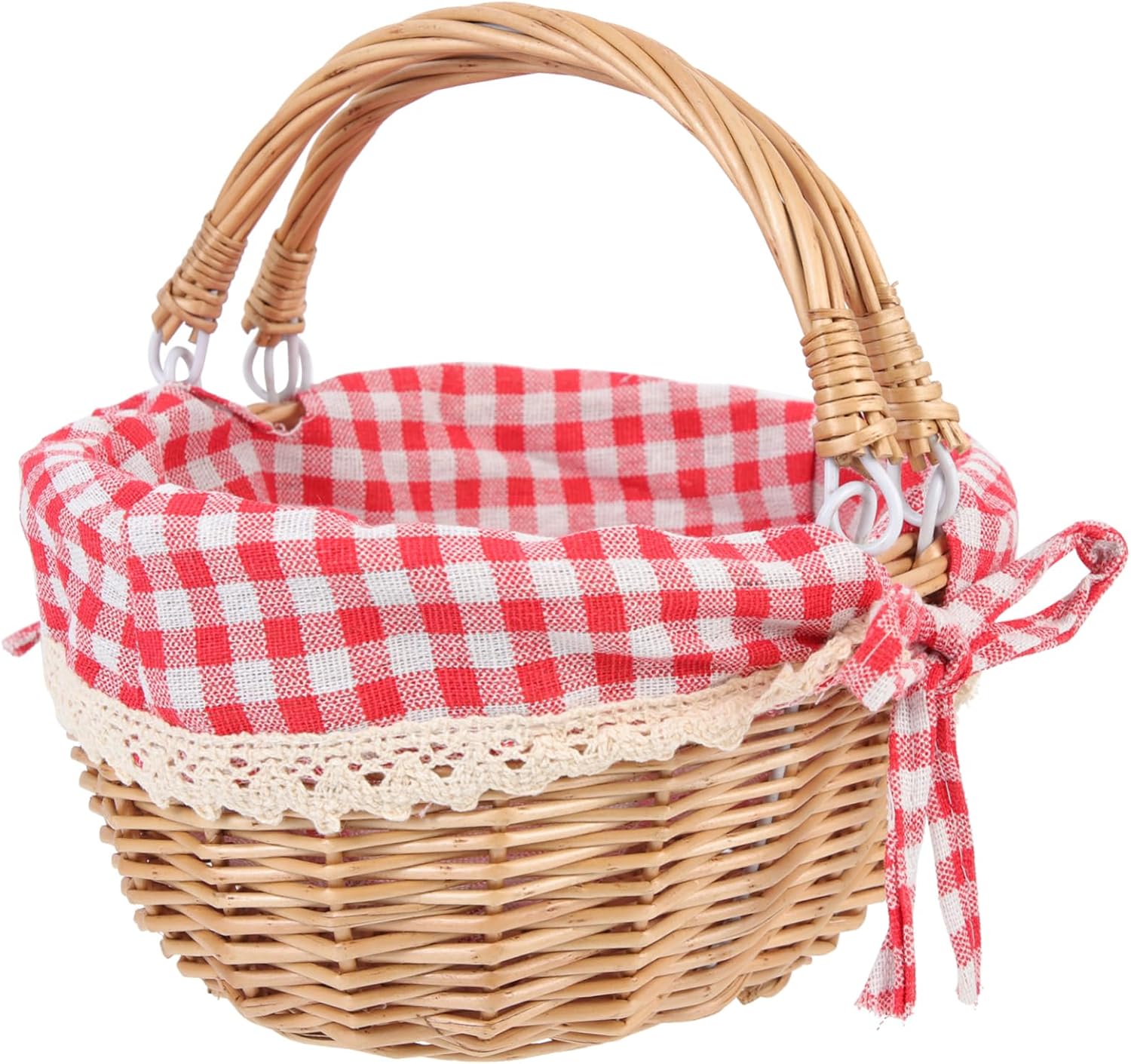 Handmade Basket with Removable Lining Versatile Picnic and Storage for Fruits Bread and Snacks Rustic Outdoor Basket with Capacity and Durable