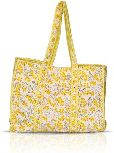 Handmade Floral Cotton Tote for Women | Eco-Friendly Multipurpose Travel, Carry-On Bag