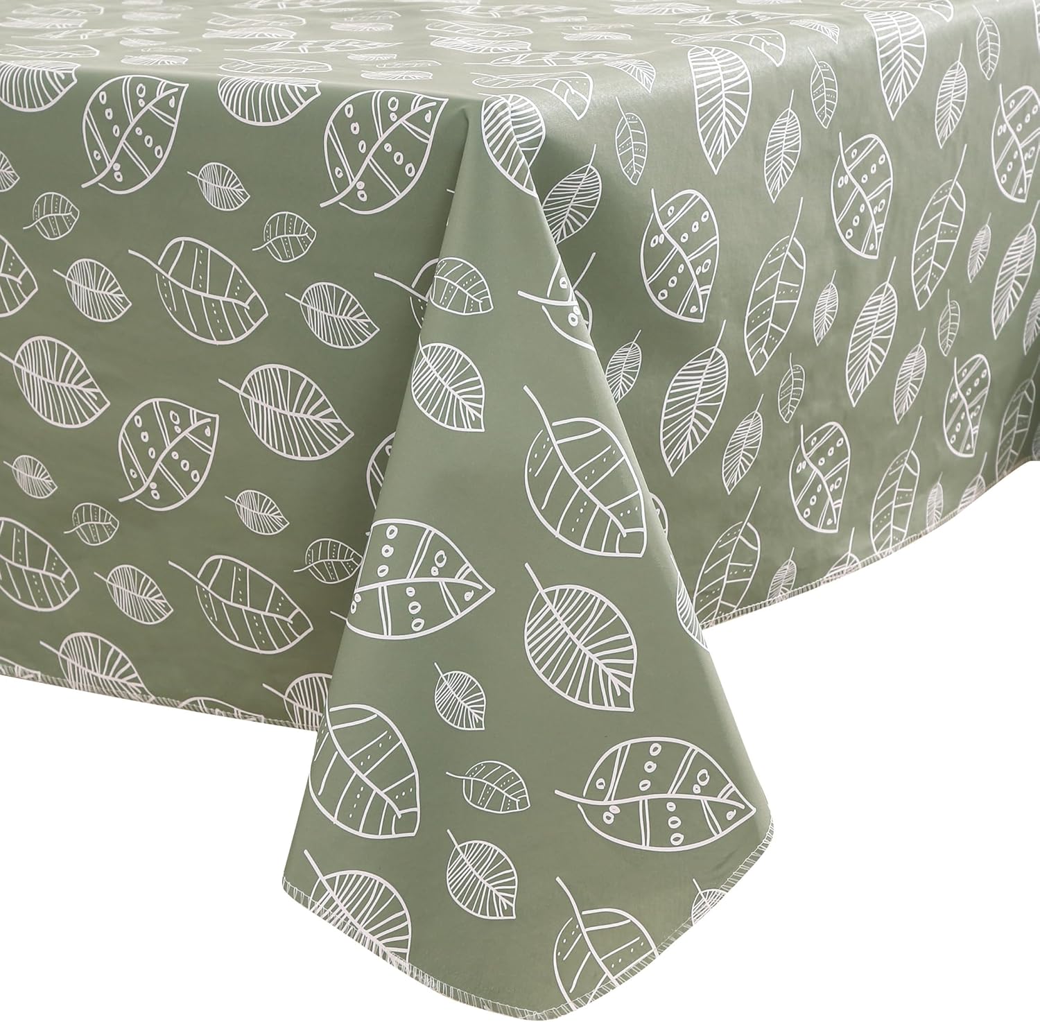 Heavy Duty Vinyl Tablecloth with Flannel Backing Waterproof Oil-Proof Plastic Table Cloth Stain-Resistant Wipeable Rectangle or Square Table Cover for Indoor and Outdoor (Leaf, 54X54 Inch)