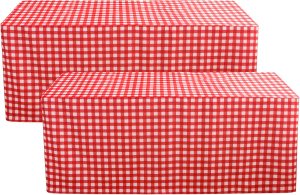 HolidayIdeas 2 Pack Checkered Fitted Table Clothes - 48 x 24 Inch - Rectangle Tablecloths for 4 Foot Tables, Buffalo Plaid Table Covers for Party, Picnic, Trade Show (Red and White)