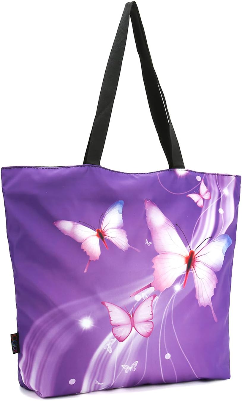 ICOLOR Gym Shopping Bag Tote Handle, Reusable Travel Shoulder Case Bag with Zipper, Picnic Beach Work Daily Use Shopper Tote