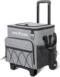 INSMEER Cooler with Wheels - 40L/60Cans Soft Cooler Bag, Insulated, Collapsible, Leakproof - Ideal for Beach, Camping, Travel, Picnic, Grocery Shopping & More Outdoor Adventures