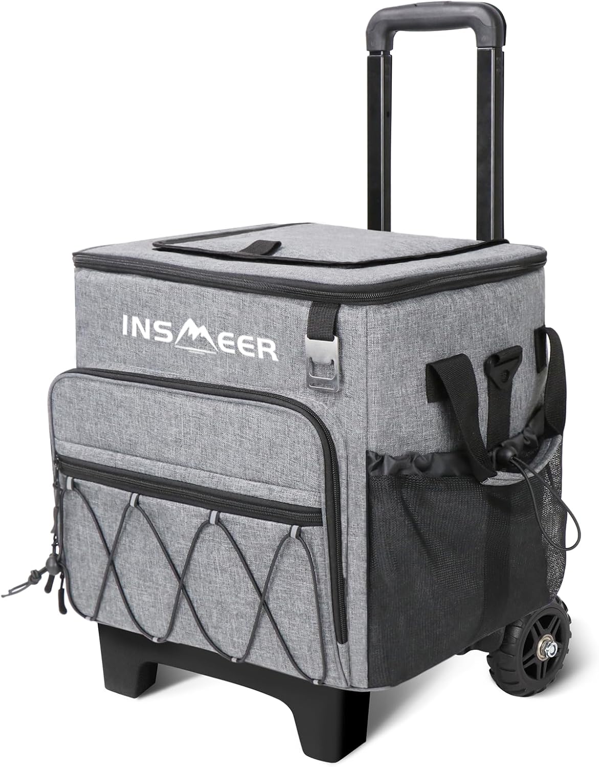 INSMEER Cooler with Wheels - 40L/60Cans Soft Cooler Bag, Insulated, Collapsible, Leakproof - Ideal for Beach, Camping, Travel, Picnic, Grocery Shopping & More Outdoor Adventures