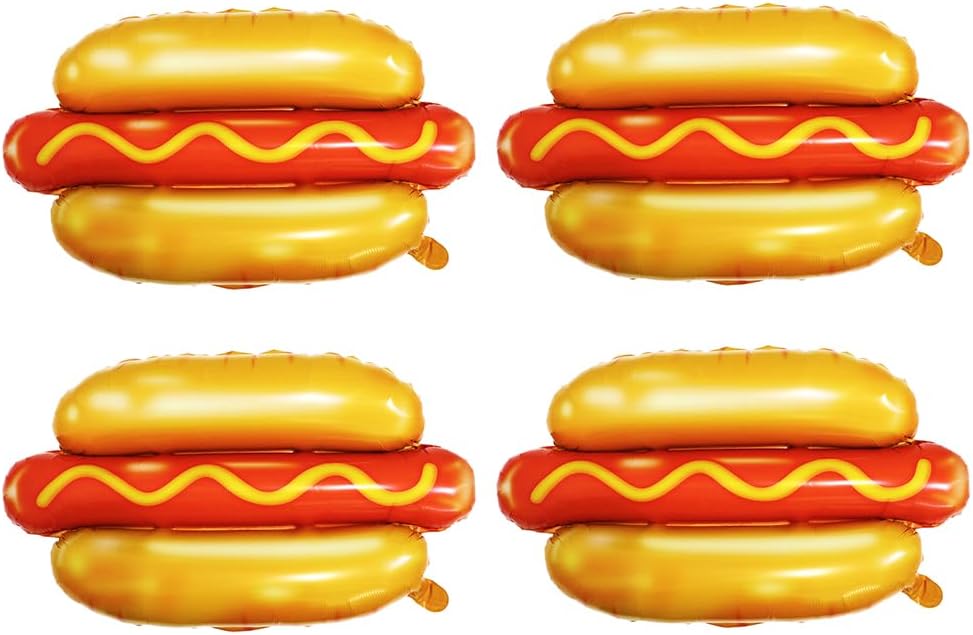 Jumbo Hot Dog Hamburger Picnic Snacks BBQ Party Balloons, Fast Food Burger Shaped Helium Themed Foil Balloon For Birthday Baby Shower Carnival Party Decorations Supplies