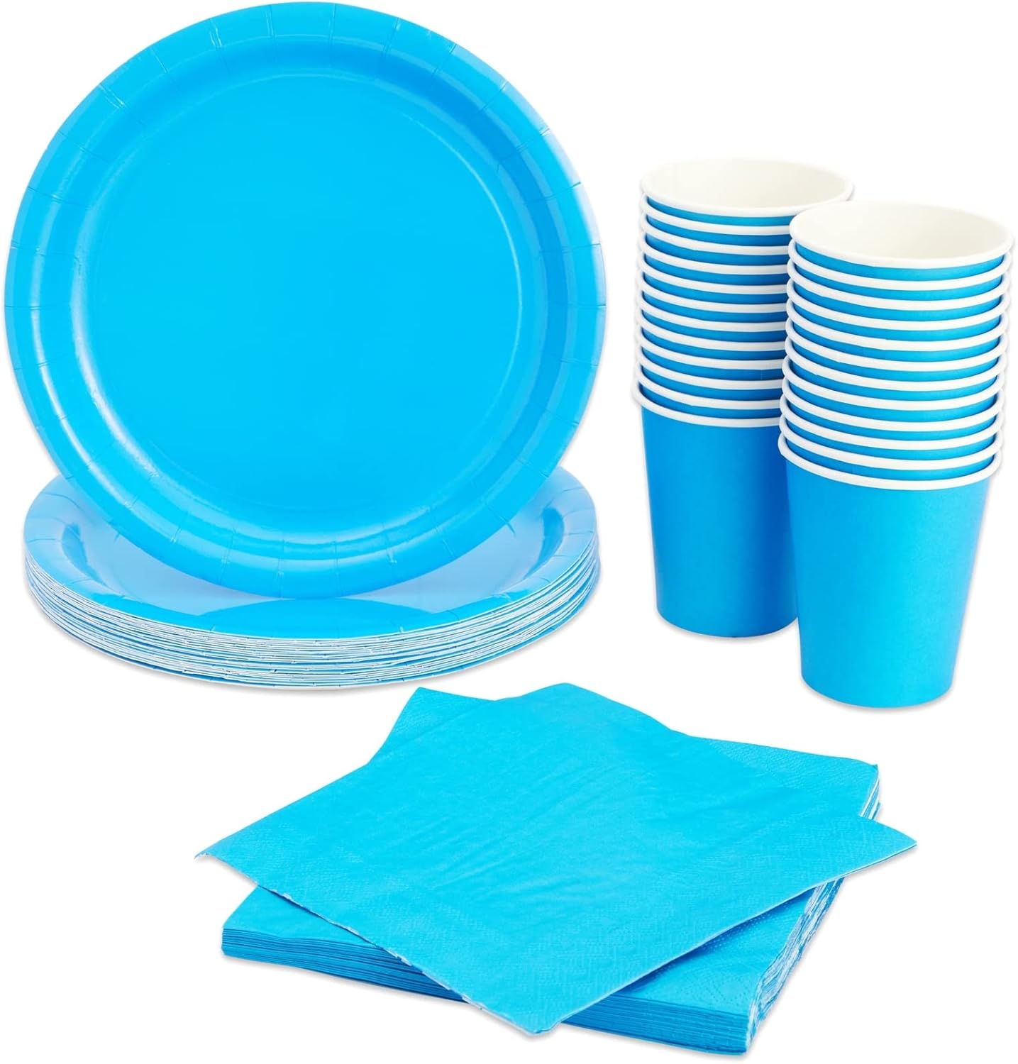 Juvale Serves 24 Blue Party Supplies, Disposable Paper Plates, Cups, Napkins for Birthday Party, Graduation, Gender Reveal, Baby Boy Shower, Picnic, Celebration (72 Pieces)