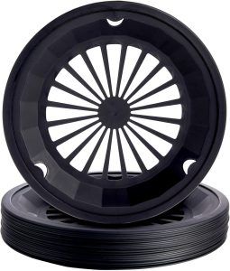 Juvale Set of 20 Reusable Plastic Paper Plate Holders, Snap-In Grooves for 9-Inch Plates, Picnic, Party, BBQ (Black, 10 In)