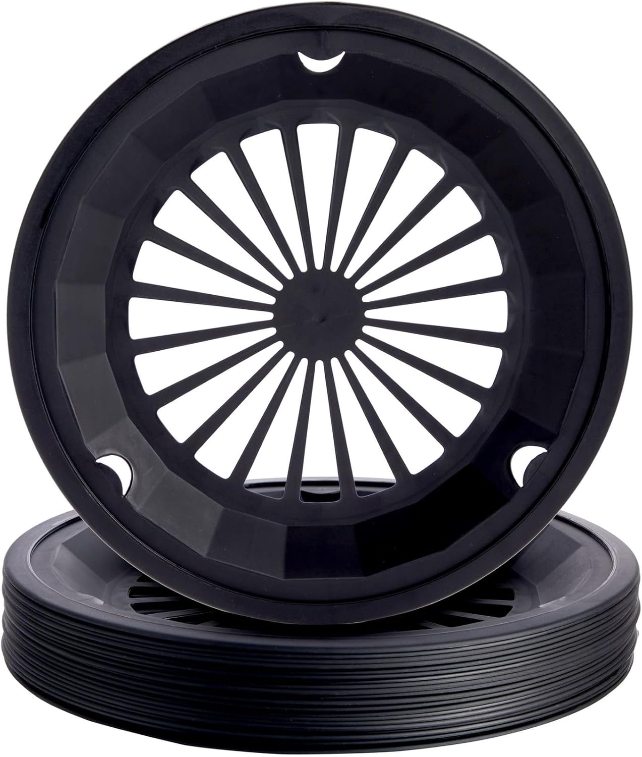 Juvale Set of 20 Reusable Plastic Paper Plate Holders, Snap-In Grooves for 9-Inch Plates, Picnic, Party, BBQ (Black, 10 In)