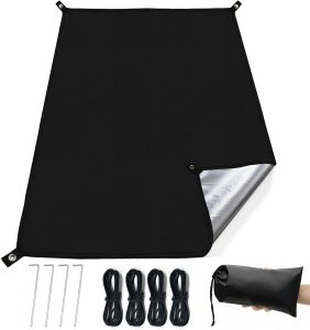 KRUI Tent Footprint, PU 2000 Waterproof Camping Tarp, Durable Tent Floor Saver for Hiking, Backpacking, Hammock, Beach and Picnic