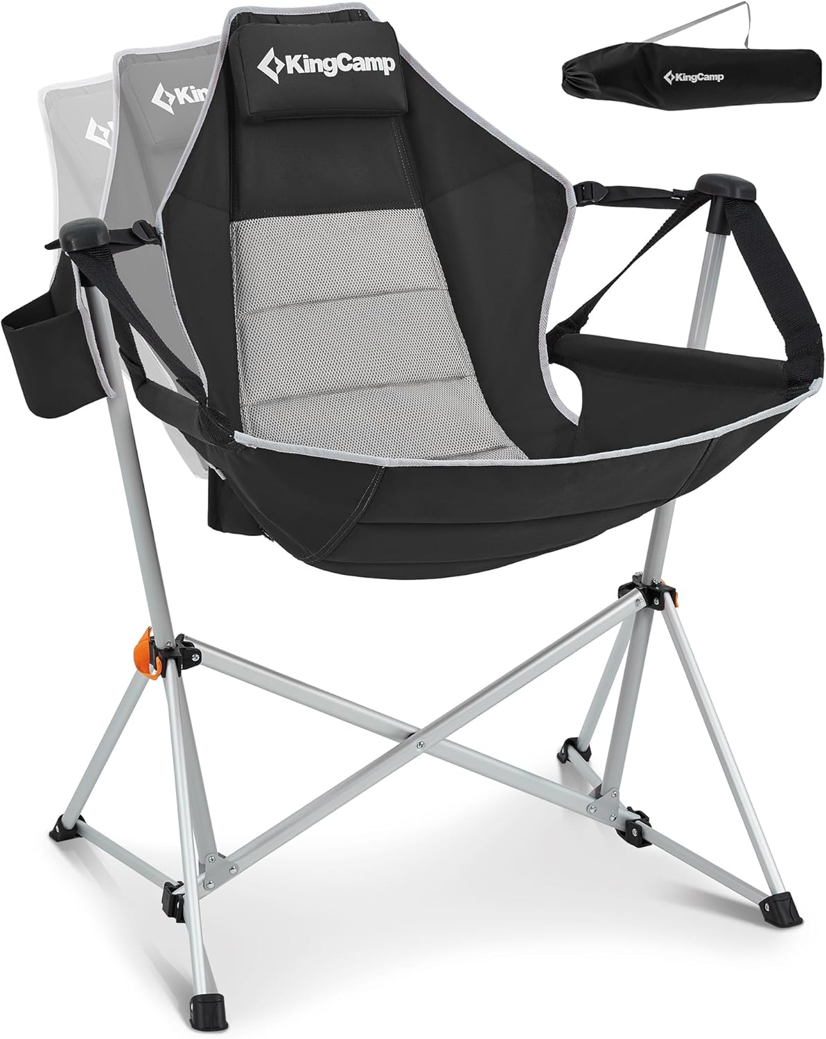 KingCamp Hammock Camping Chair, Swinging Portable Folding Camp Chairs for Adults Max 400lbs Heavy Duty Foldable Oversized Rocker with Aluminum Alloy Frame Cup Holder for Outdoor Beach Patio Sport