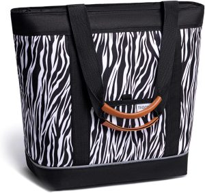 Large Cooler Bags, Zebra Color, Reusable Grocery Tote with Aluminum Foil Lining, Ideal for Picnics, Beach Trips, and Carrying Children's Snacks
