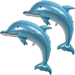 Large Dolphin Balloons,2 PCS 46 Inch Ocean Animals Foil Mylar Balloons,Sea Animal Balloons for Kids Birthday Themed Party Decorations