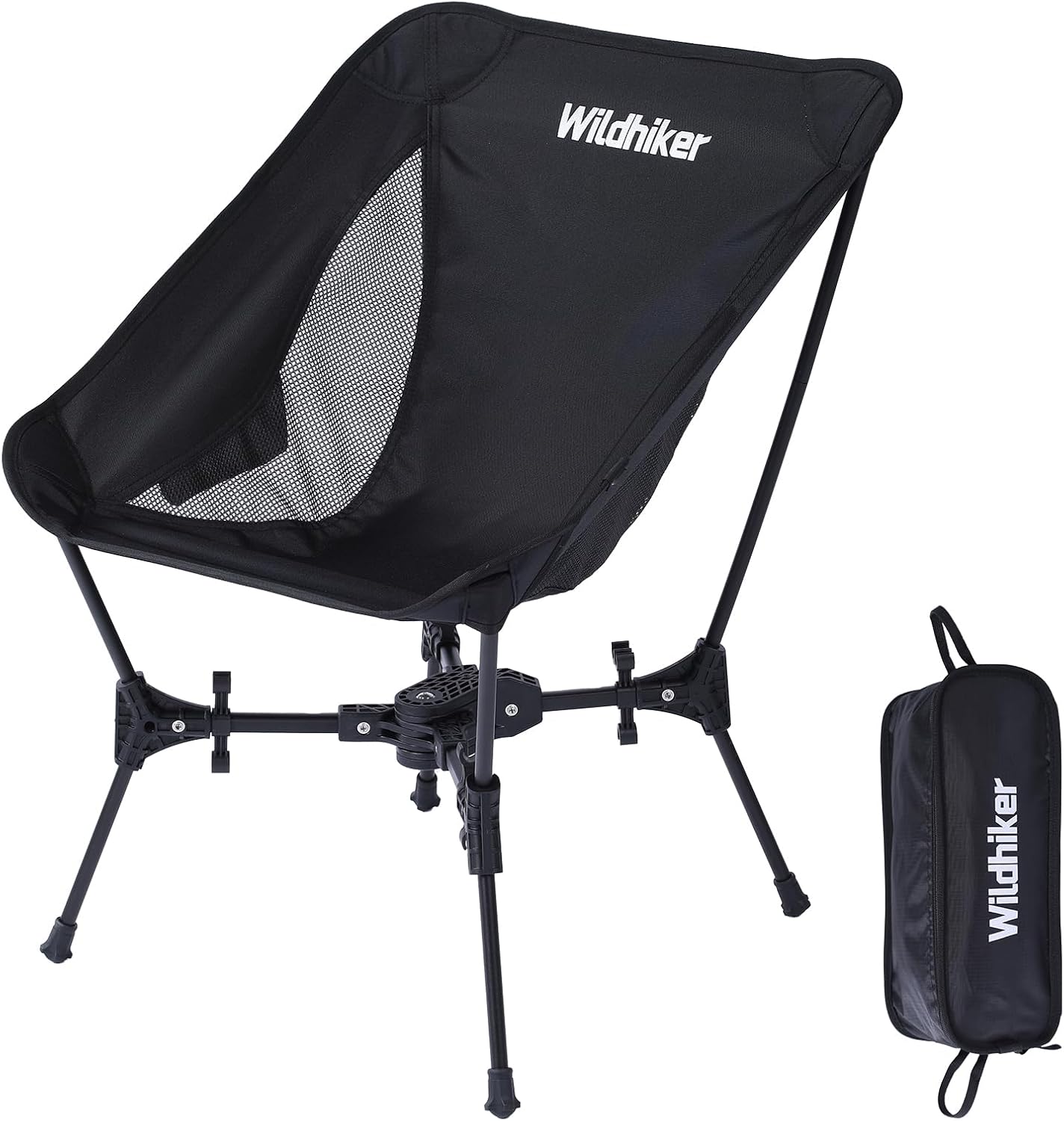 Lightweight Compact Camping Chair with Storage Bag and Large Capacity,Ultralight Backpacking Chair for Outdoor,Camping,Beach,Hiking,Travel,Festival and Picnic,Black-X Frame