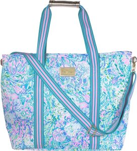 Lilly Pulitzer Picnic and Beach Cooler, Insulated Cooler Bag with Adjustable Shoulder Strap and Zippered Top, Large Soft Cooler for Groceries or Travel, Soleil It On Me