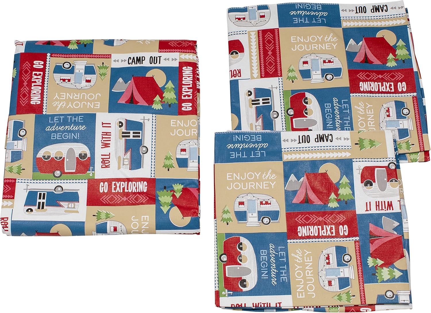 Lippert Vinyl Tablecloth/Bench Cover Set for Camping and Picnics with 100% PEVA Material, Waterproof and Stain-Resistant Fabric