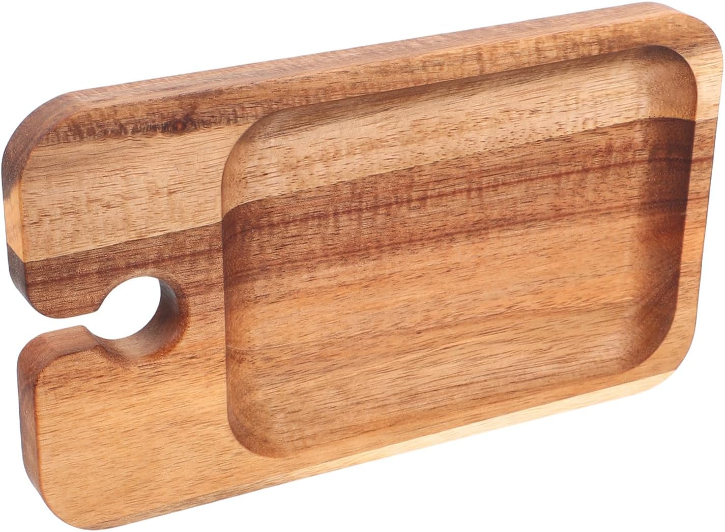 Luxshiny Portable Kitchen Tray Wooden Breakfast Plate with Cheese Board Wine Glass Holder Ideal for Picnics Parties