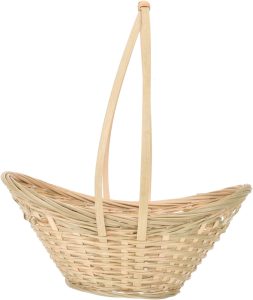 Mikikit Woven Flower Basket Portable Handled Picnic and Storage Basket for Weddings Home and Garden Decor Versatile for Fruit Picking and Floral Arrangements