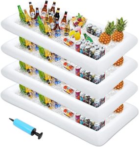 MorTime 4 PACK Inflatable Ice Serving Bar, 53"x25" Server Tray Pool Buffet Drink Cooler, Ice Tray Food Drink Containers for Summer Parties