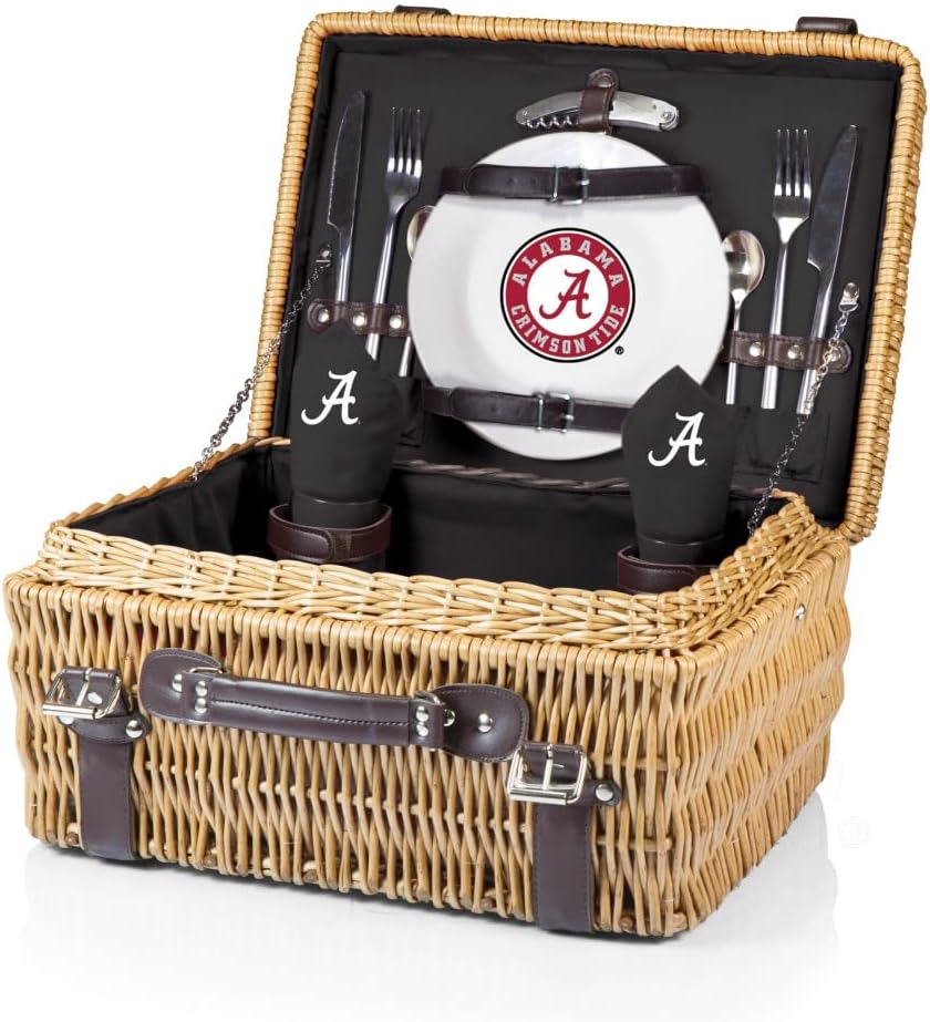 NCAA Alabama Crimson Tide Champion Picnic Basket with Deluxe Service for Two, Black