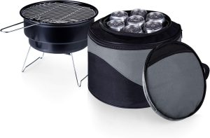 ONIVA - a Picnic Time brand Caliente Portable Charcoal Grill & Cooler Tote, Take Anywhere BBQ Grill with Cooler Bag, Grill for Outdoor Use, (Black with Gray Accents)