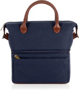 ONIVA - a Picnic Time brand, Urban Lunch Bag, Cooler Lunch Tote, Insulated Lunch Bag, (Blue with Brown Accents)