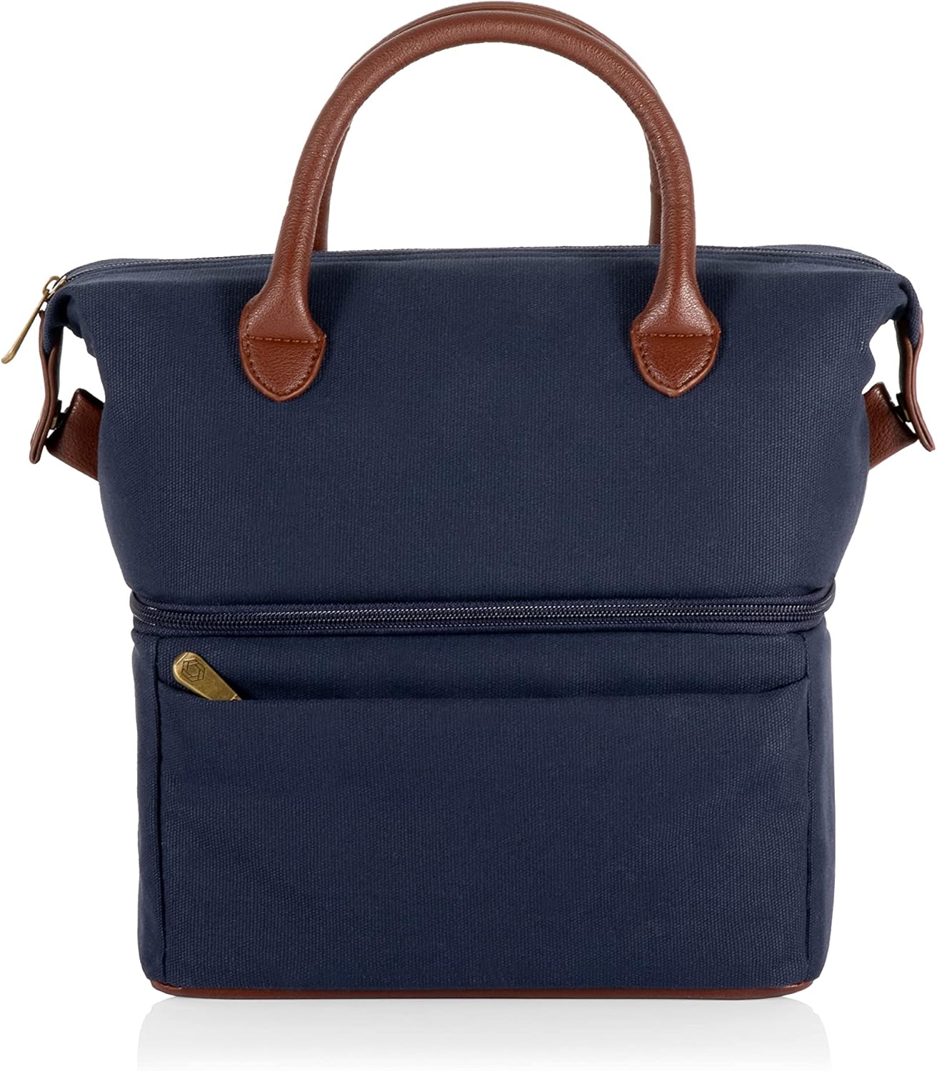 ONIVA - a Picnic Time brand, Urban Lunch Bag, Cooler Lunch Tote, Insulated Lunch Bag, (Blue with Brown Accents)