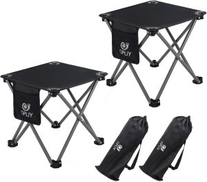 Opliy Camping Stool 2 Pack,13.5 Inch Portable Folding Stool for Outdoor Gardening and Beach Hiking Fishing,Foot Stool with Carry Bag (Black)