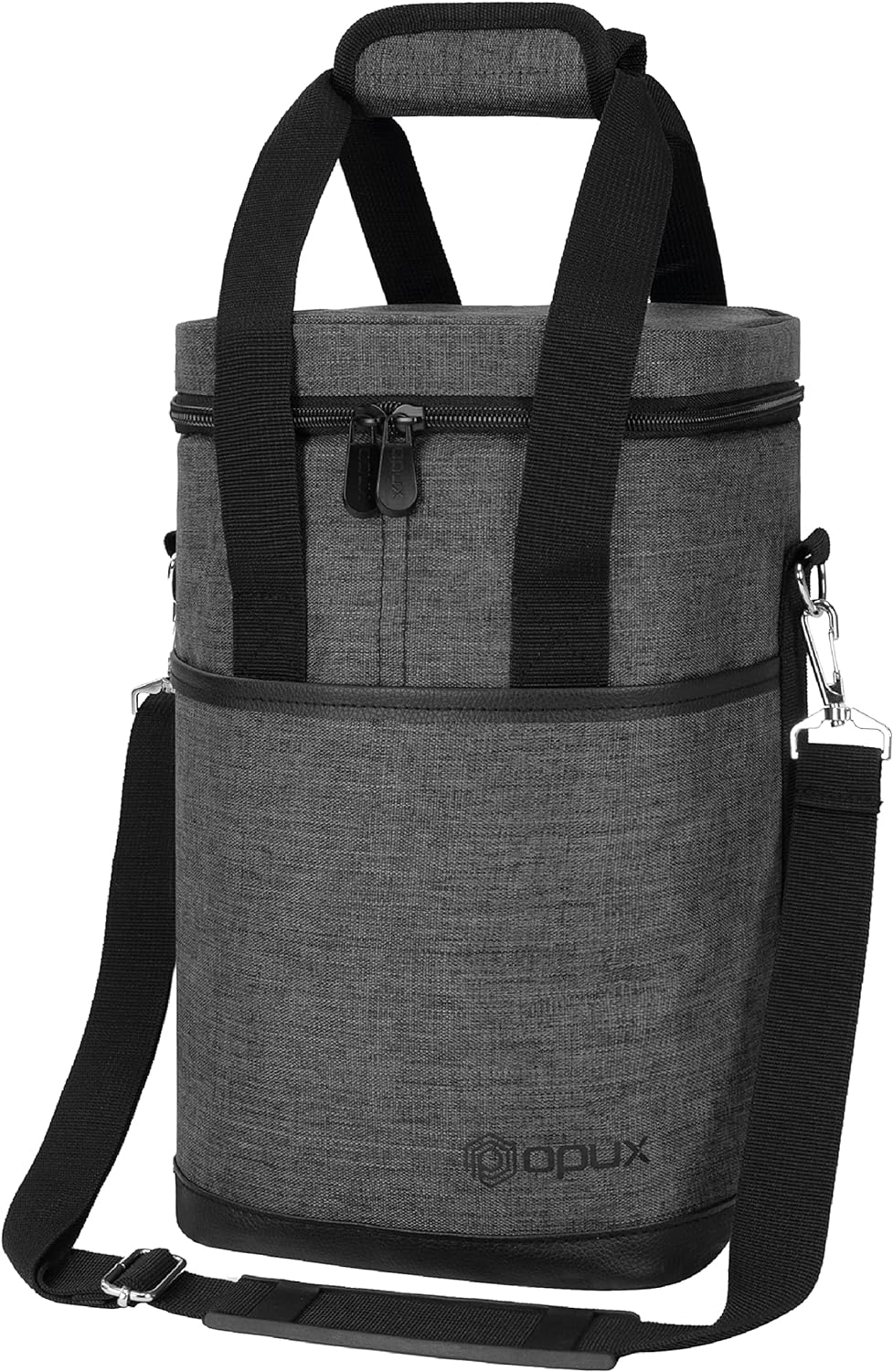 Opux Insulated Wine Tote, 4 Bottle Cooler Bag - Leakproof, Padded Portable Carrier for Travel, Picnic, BYOB - Gift for Wine Lovers (Charcoal Gray)