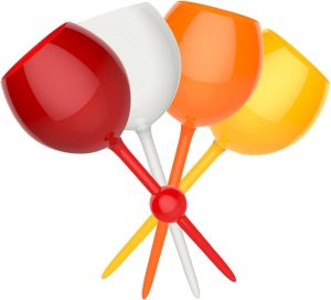 Original Floating Wine Glass - Acrylic and Shatterproof Beer, Cocktail, Drinking Cups for Pool, Beach, Camping and Outdoor Picnic Use -12 Oz (4 Pack:White, Orange, Yellow, Red)