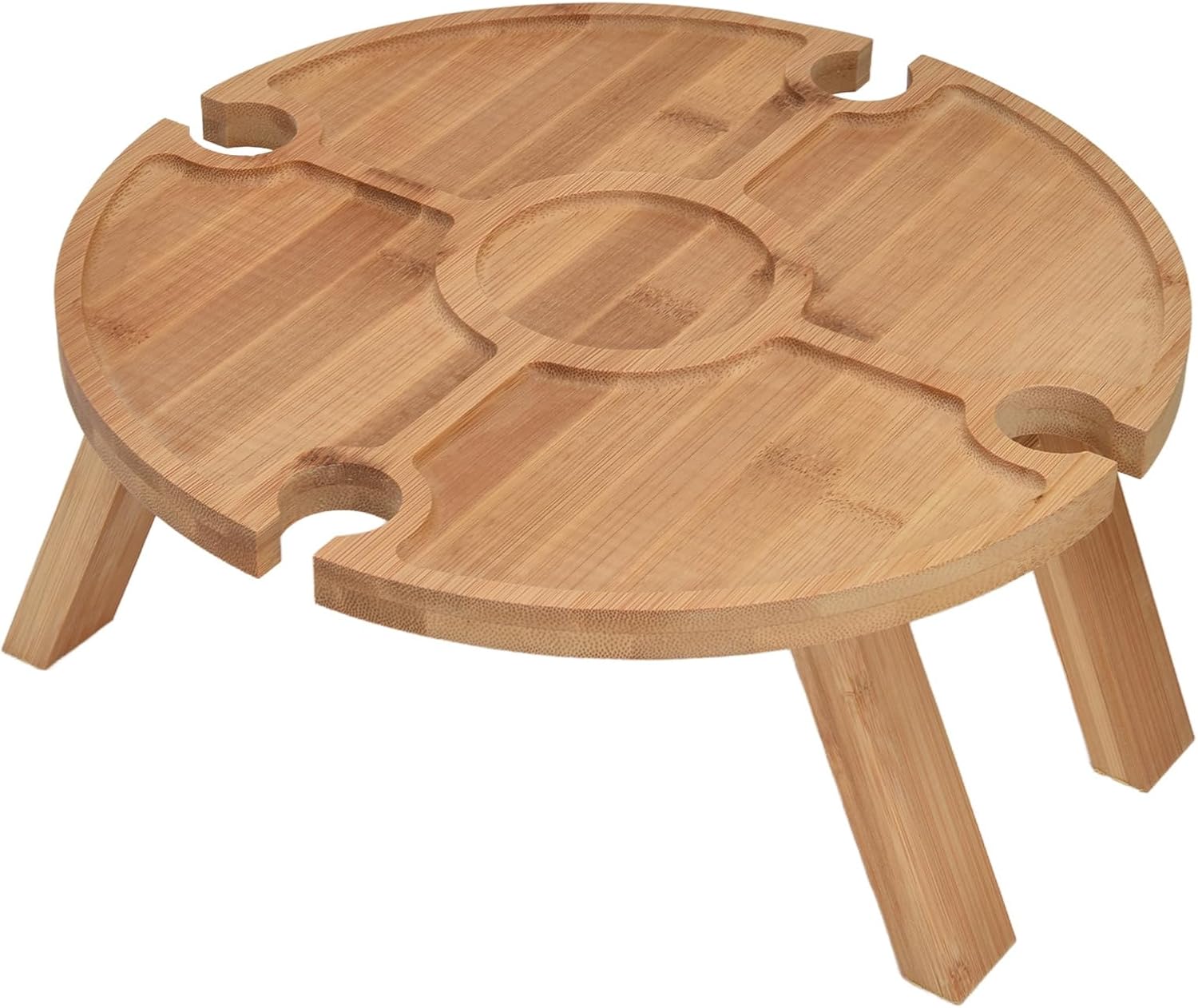 Outdoor Folding Wooden Picnic Wine Table with Wine Glass Holder for Hiking Camping Outdoor Dinner
