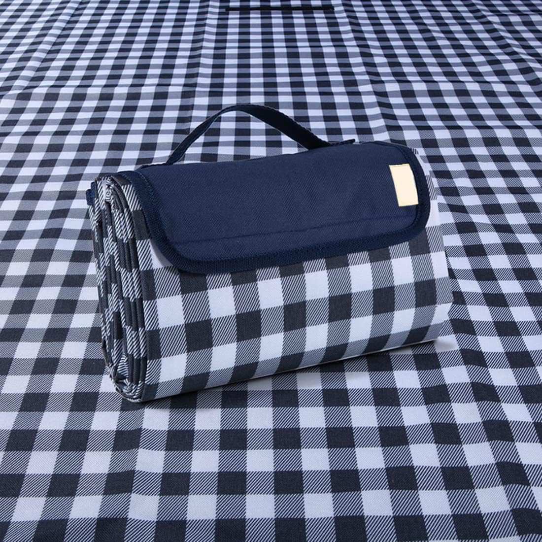 Outdoor Picnic Blanket, Foldable Waterproof Sand Beach Mat, Large 80x60in Beach Camping Hiking Travel Family Concerts Portable Beach Blankets (Dark Blue)