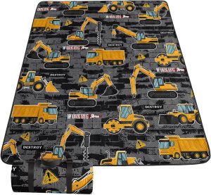 Outdoor Picnic Blanket,Portable Sandproof Waterproof Picnic Mat,Truck Excavator Tractor Printed Camping Beach Mat for Sand and Wet Grass Hiking (Truck S)