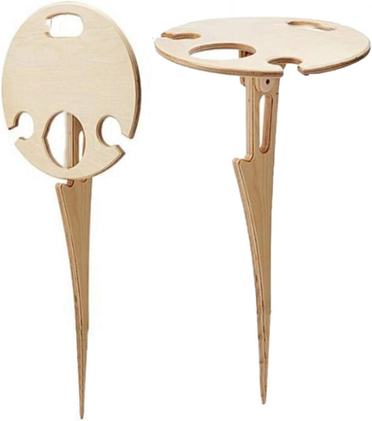 Outdoor Wine Table Portable Wine Table Outdoor Picnic Wine Glass Holder for Camping and Dining Removable Mini Wooden Table