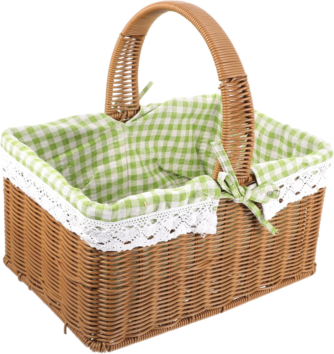 Outdoor Woven Picnic Basket with Handle Compact Fruit and Vegetable Carrier for Picnics Farmers Markets and Home Decor