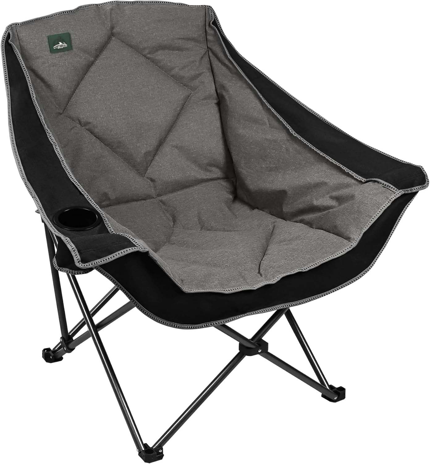 Oversized Foldable Camping Chair, Outdoor Padded Lawn Chair w/Cup Holder,Carry Bag for Beach, Hiking, and Picnics,Heavy-Duty 300-lbs Capacity, Purple