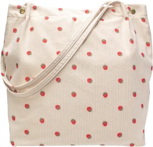 PAZIMIIK Corduroy Tote Bags for Women Travel Reusable Grocery Shopping Shoulder Go-to Everyday Bag for Work