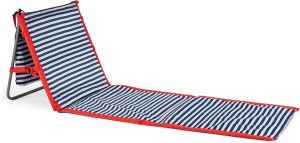 PICNIC TIME Beachcomber Portable Lounger - Soft Beach Mat & Chair - Blue Pinstripe