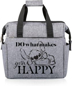 PICNIC TIME Disney Lilo & Stitch On The Go Lunch Bag Cooler, Soft Cooler Lunch Box, Insulated Lunch Bag, (Heathered Gray)