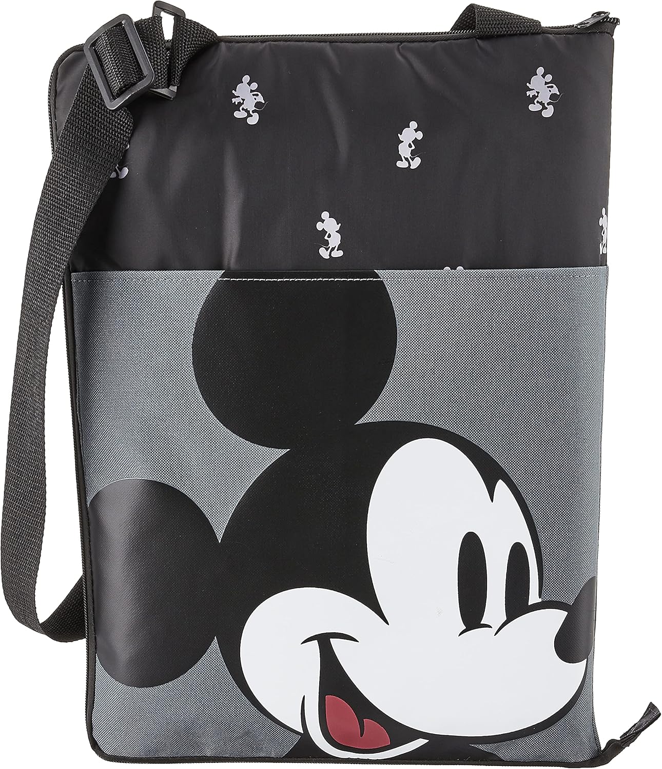 PICNIC TIME Disney Mickey Mouse Vista Outdoor Picnic Blanket & Tote, Beach Blanket, Camping Blanket, (Mickey Mouse Pattern with Black Exterior)