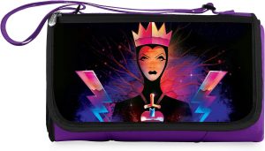 PICNIC TIME Disney Princess Snow White Evil Queen Blanket Tote Outdoor Picnic Blanket, Beach Blanket, Camping Blanket, (Purple with Black Flap)