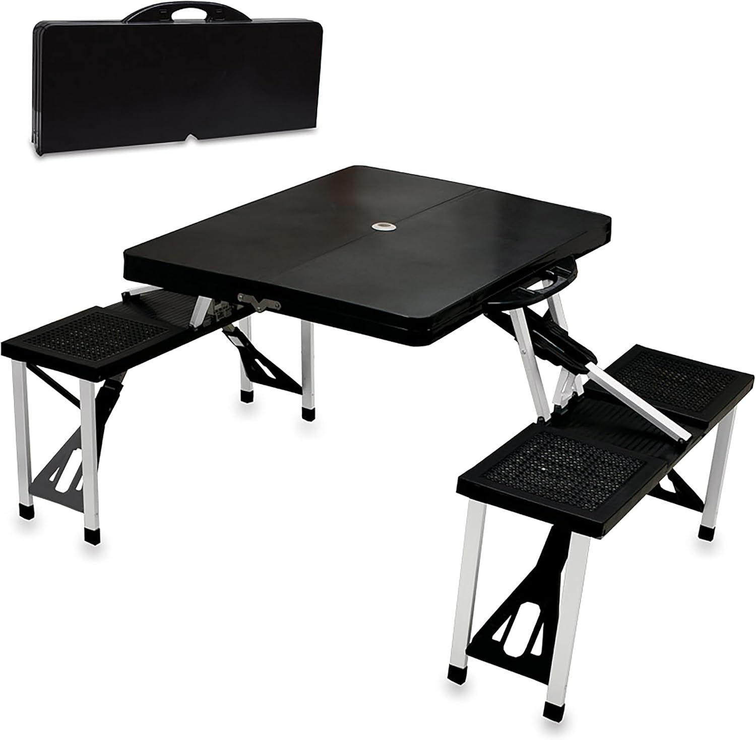 PICNIC TIME Folding Picnic Table, Camping Table, Outdoor Table with Umbrella Hole