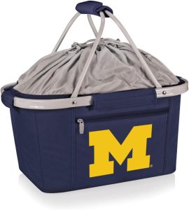 PICNIC TIME NCAA Michigan Wolverines Metro Shopping Basket - Insulated Picnic Basket - Collapsible Market Basket - Utility Tote Cooler Bag