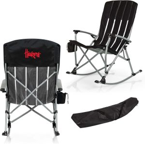 PICNIC TIME NCAA Outdoor Rocking, XL Heavy Duty Camping Chair for Adults