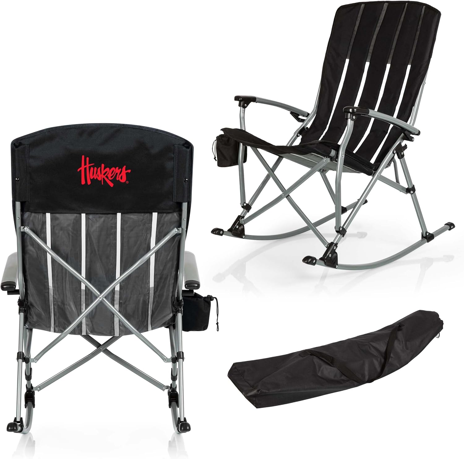 PICNIC TIME NCAA Outdoor Rocking, XL Heavy Duty Camping Chair for Adults