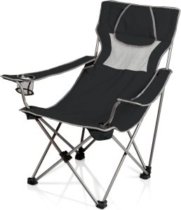 PICNIC TIME NCAA TCU Horned Frogs Campsite Camping Chair, Picnic Chair, Outdoor Folding Chair with Carry Bag, Beach Chair, (Black with Gray Accents)