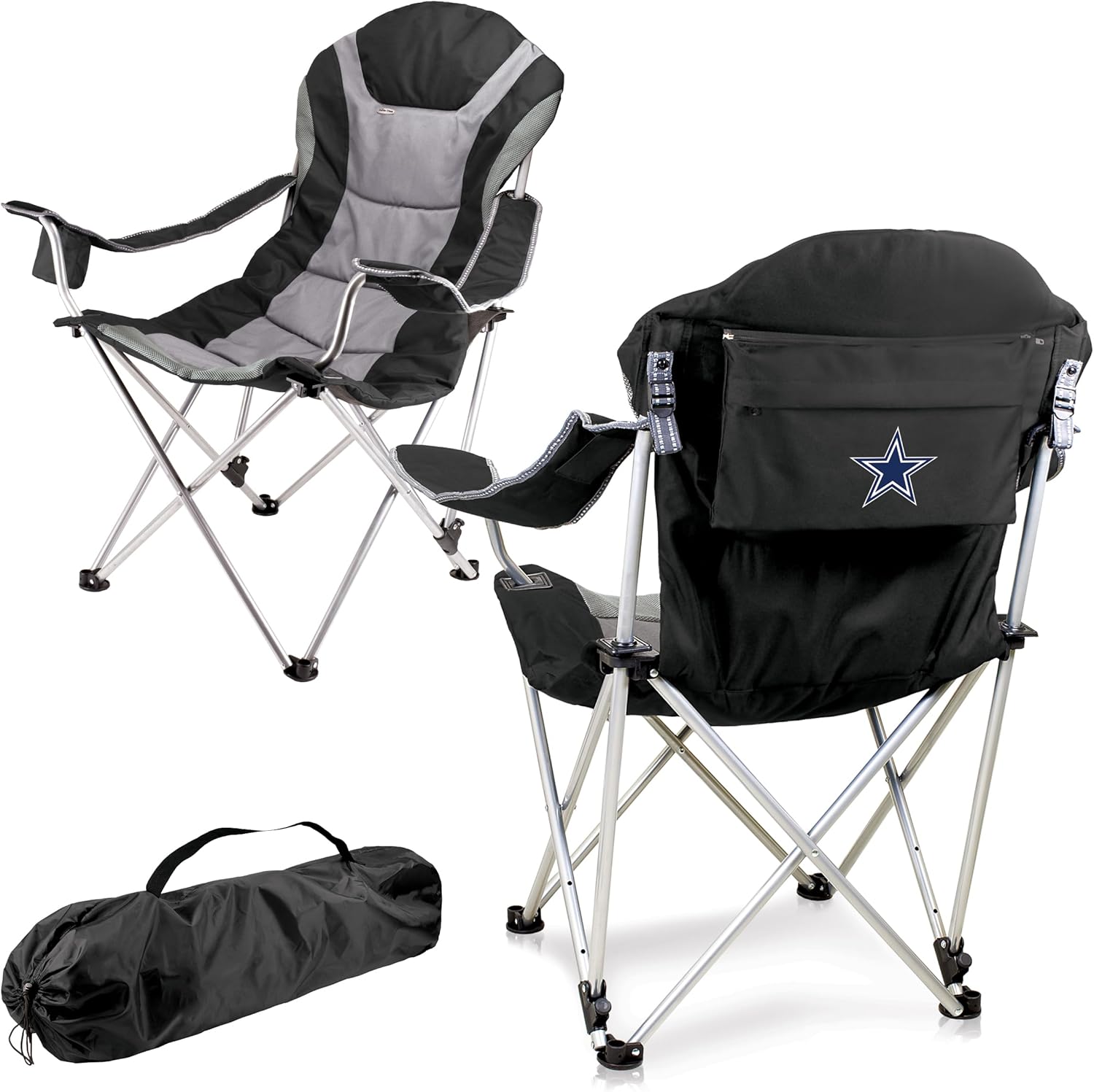 PICNIC TIME NFL Reclining Camp, Beach Adults, Sports Chair with Carry Bag