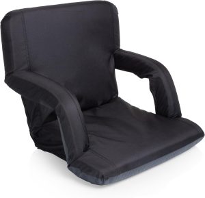 PICNIC TIME ONIVA - a Brand Ventura Reclining Stadium Seat with Back Support - Bleacher Seat - Beach Floor Chair, (Black)